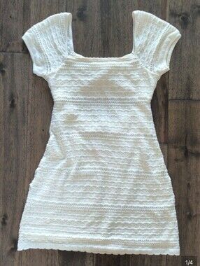 Hollister Cream Crochet-Style Mini Dress